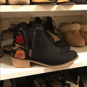 Faux suede black booties